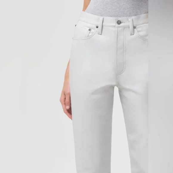 AGOLDIE  White faux Leather Pants - Picture 4 of 7